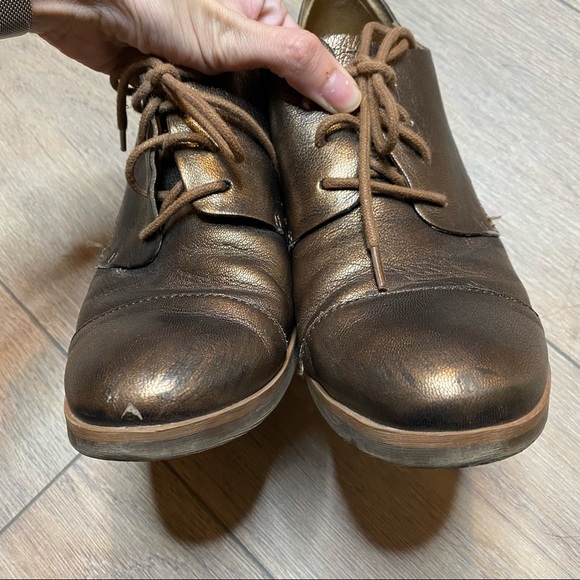 KORK-EASE bronze brown metallic leather Estella heeled cap top Oxford shoes 9 - Picture 5 of 15